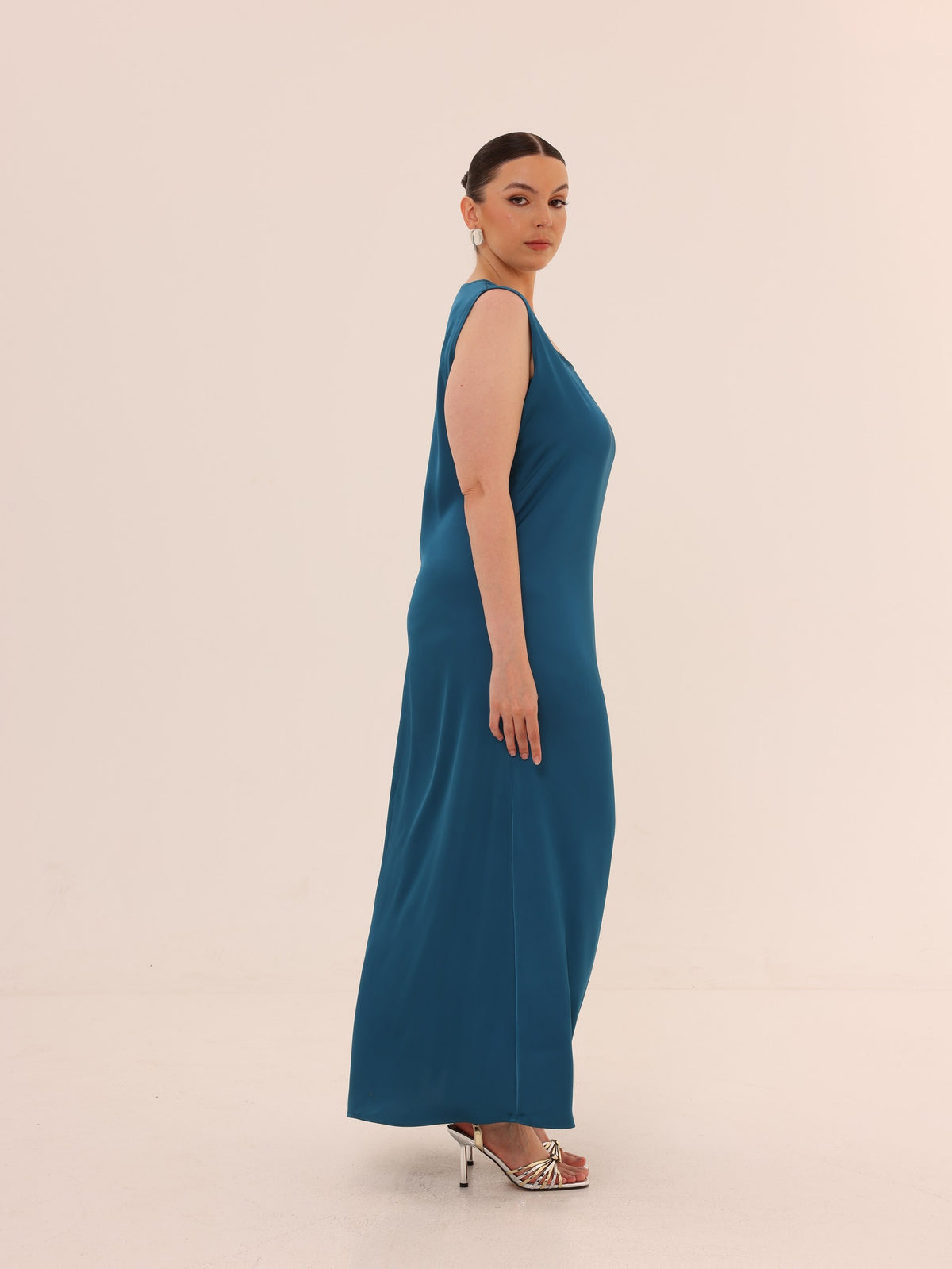Sleeveless Satin Maxi Dress