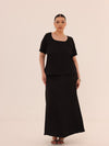 Midaxi Satin Skirt - Black