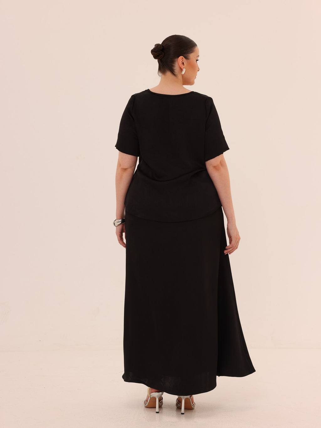 Midaxi Satin Skirt - Black