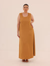 Sleeveless Satin Maxi Dress - Caramel