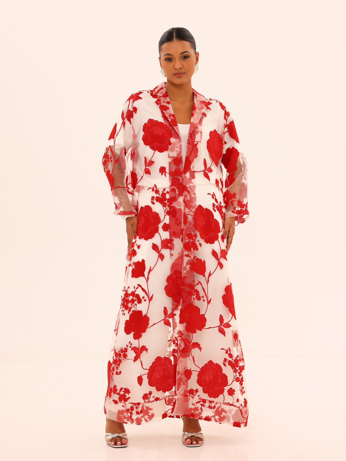 Bella Tailored Organza Coat Set - Red