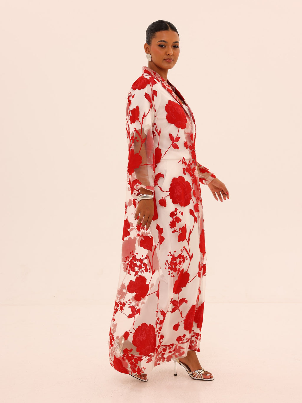Bella Tailored Organza Coat Set - Red