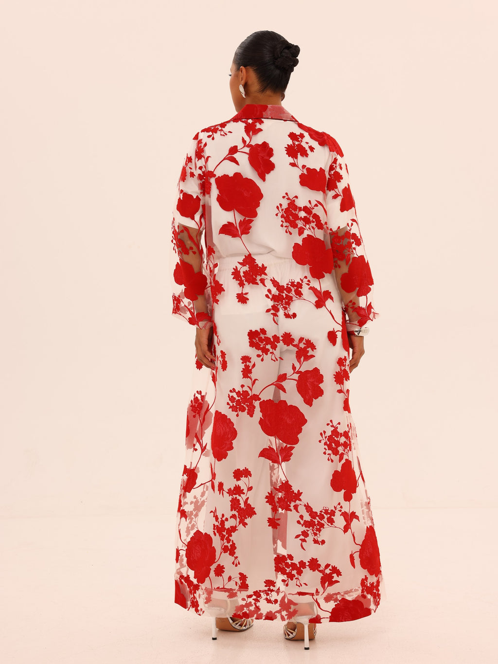 Bella Tailored Organza Coat Set - Red