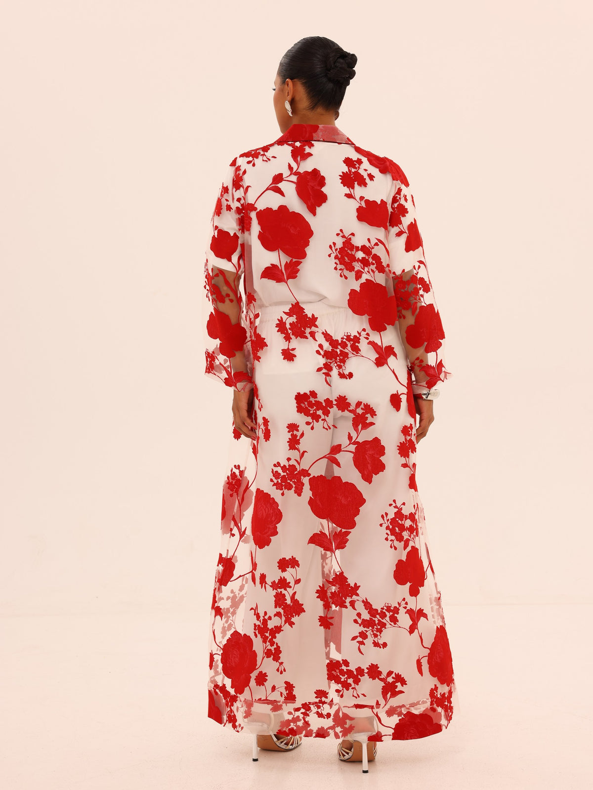 Bella Tailored Organza Coat Set - Red