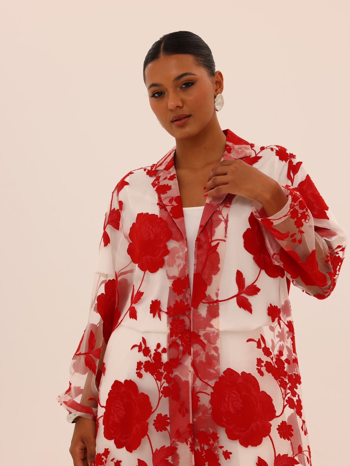 Bella Tailored Organza Coat - Red