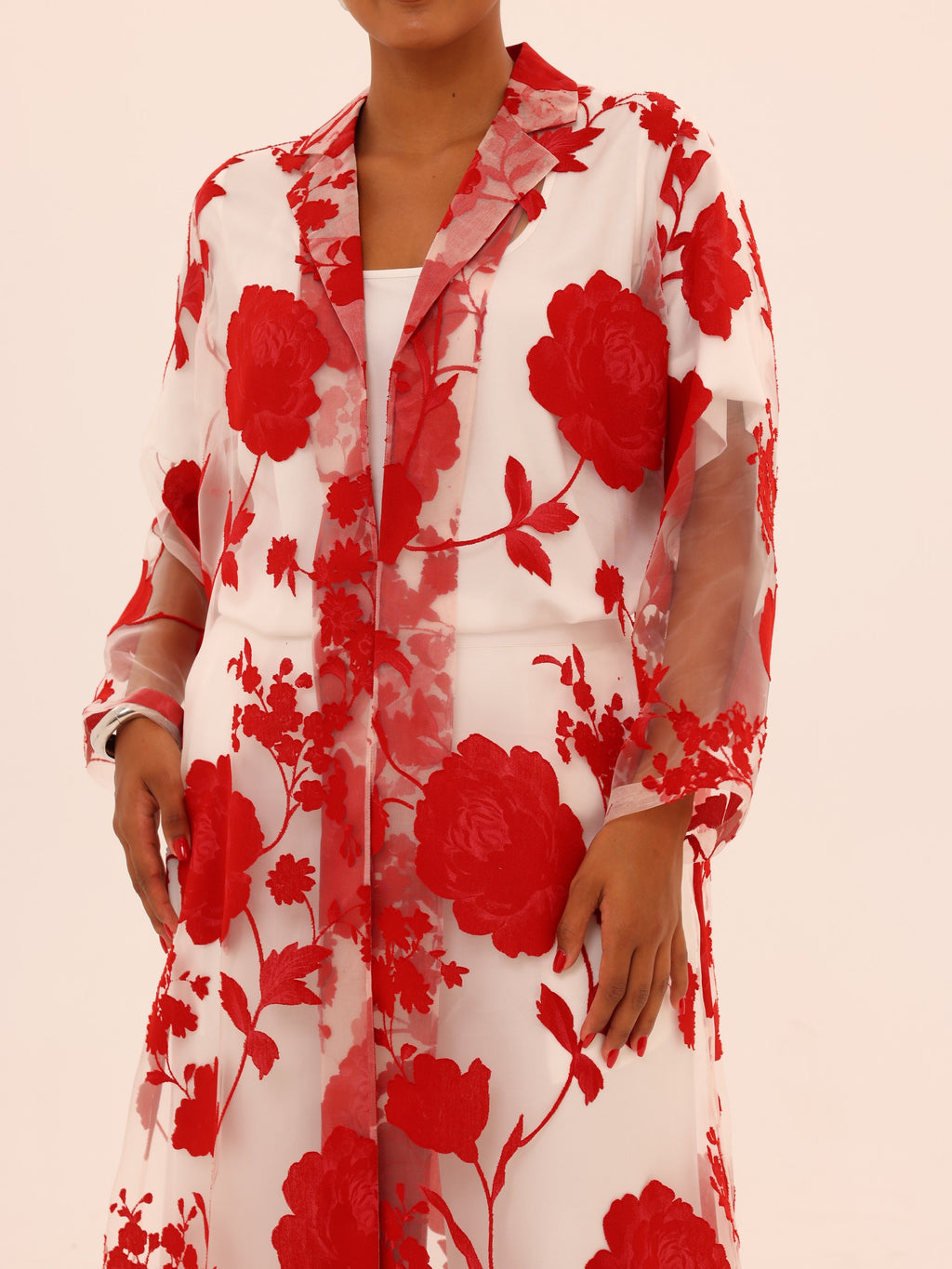 Bella Tailored Organza Coat Set - Red