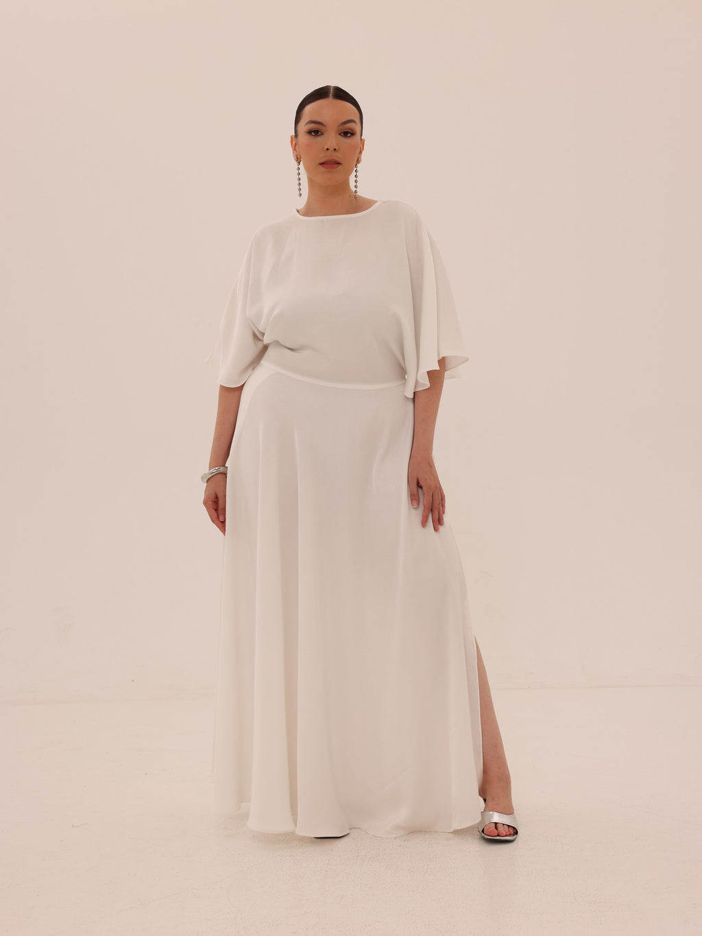 Ama Satin Wrap Dress - White