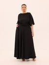 Ama Satin Wrap Dress - Black