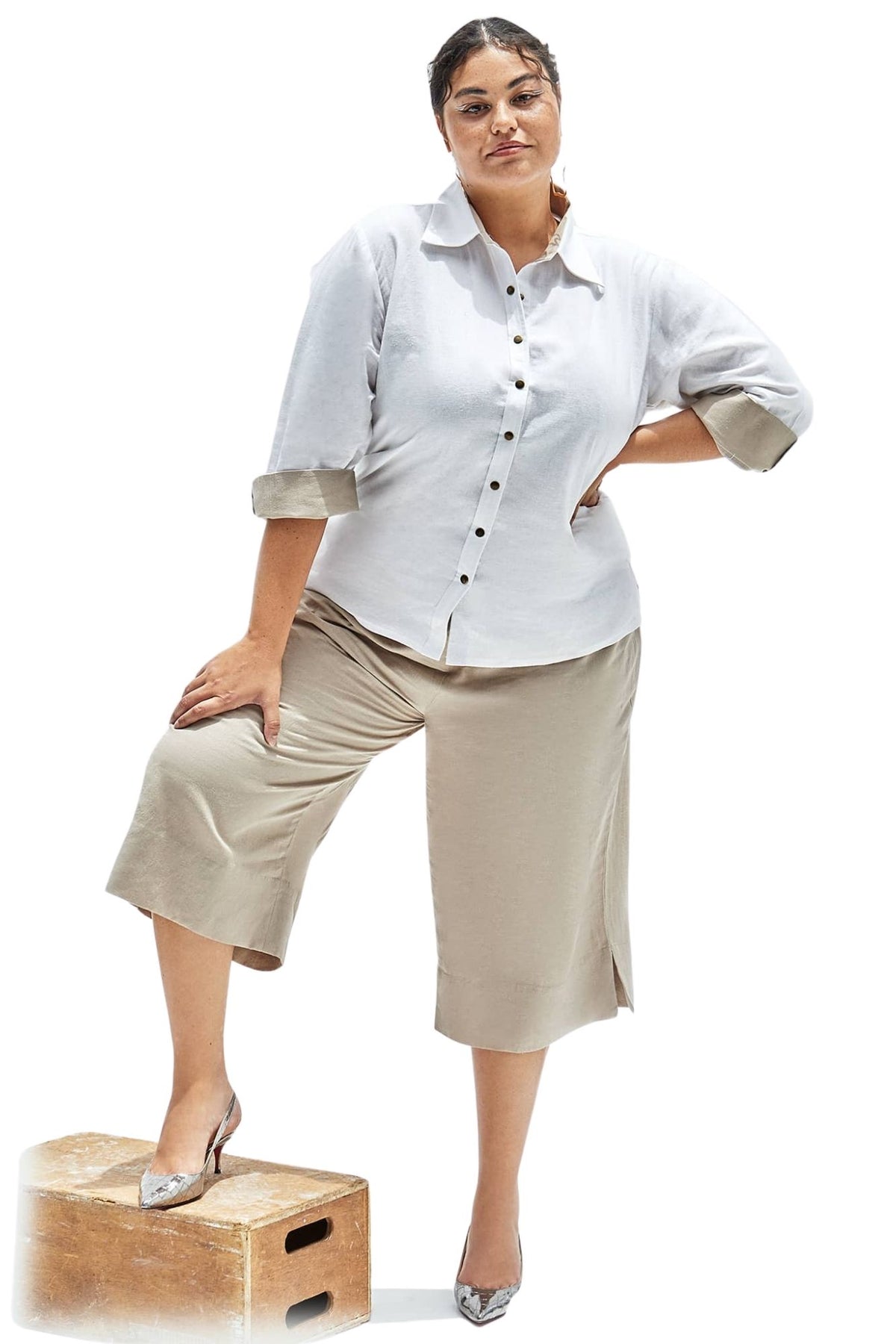 Effie Fitted Contrast Shirt - White