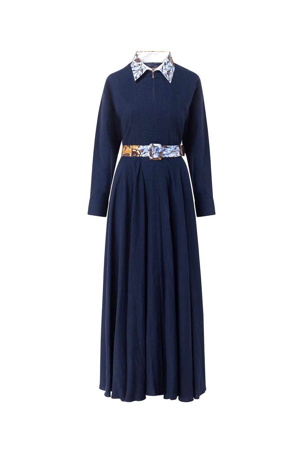 Winnie Linen Maxi Shirt Dress - Navy
