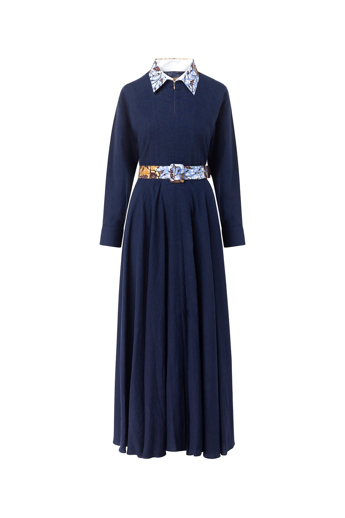 Winnie Linen Maxi Shirt Dress - Navy