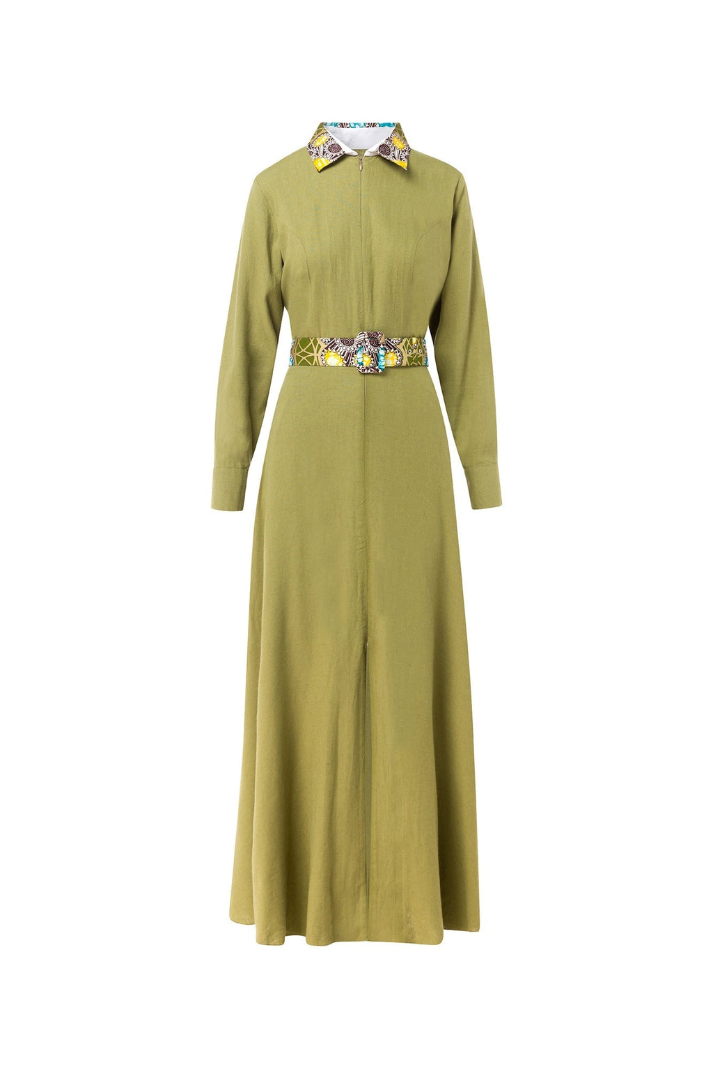 Winnie Linen Maxi Shirt Dress - Olive