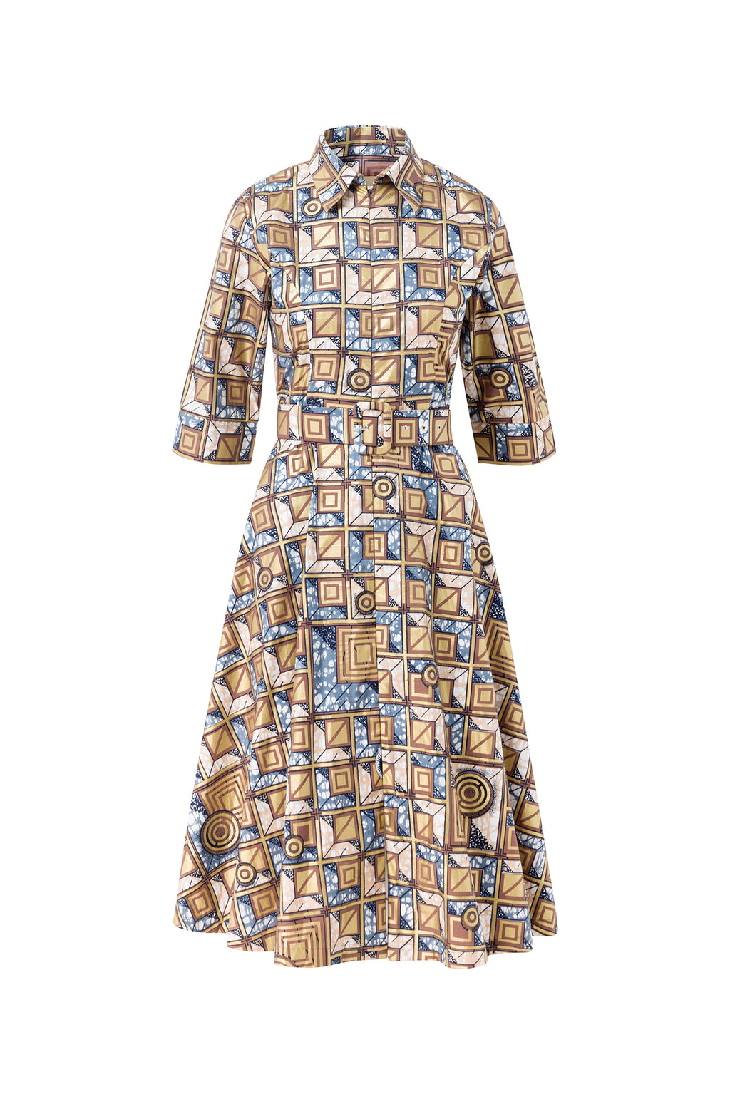 Winnie Wax Print Midi Shirt Dress