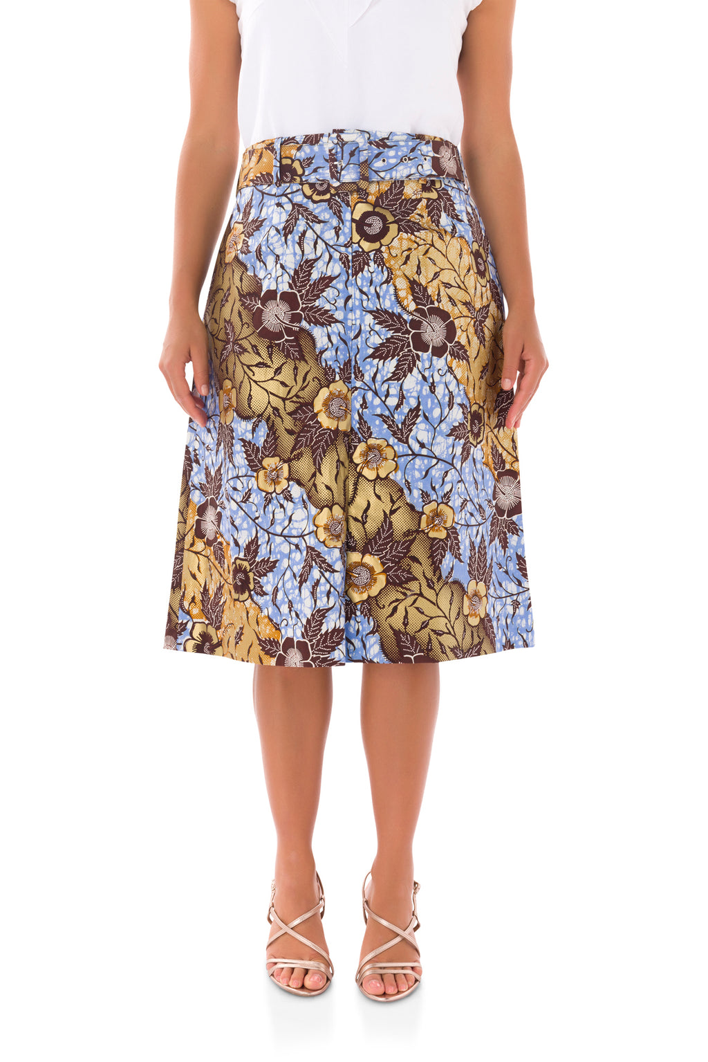 Kokui Print Skirt - Golden Blue