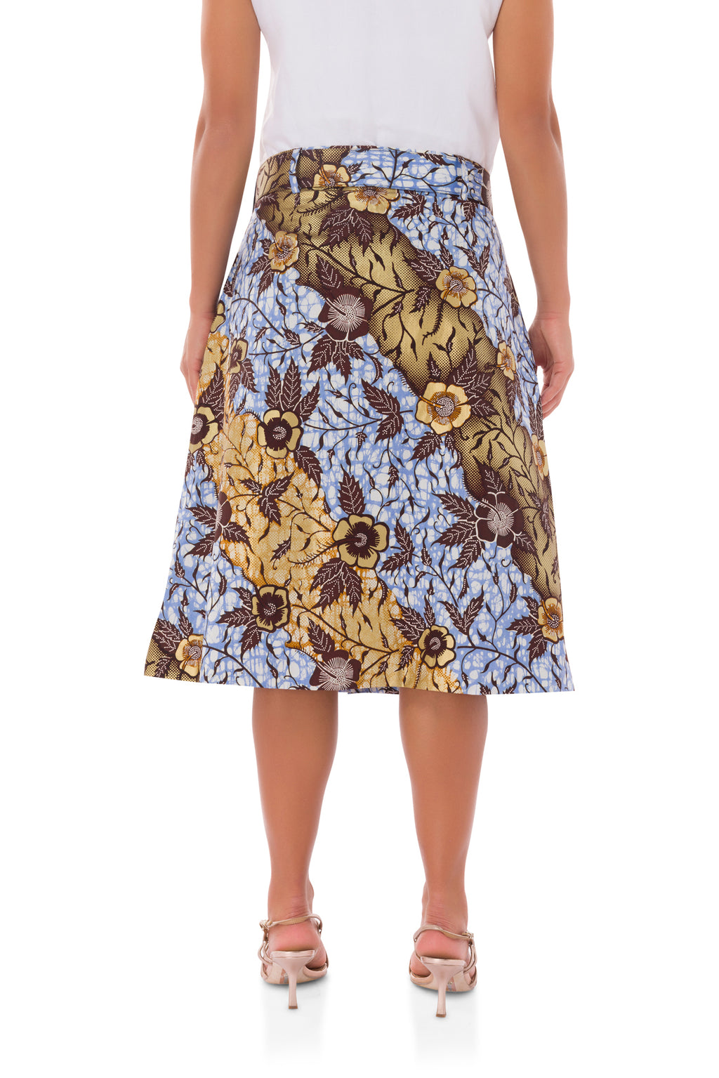Kokui Print Skirt - Golden Blue