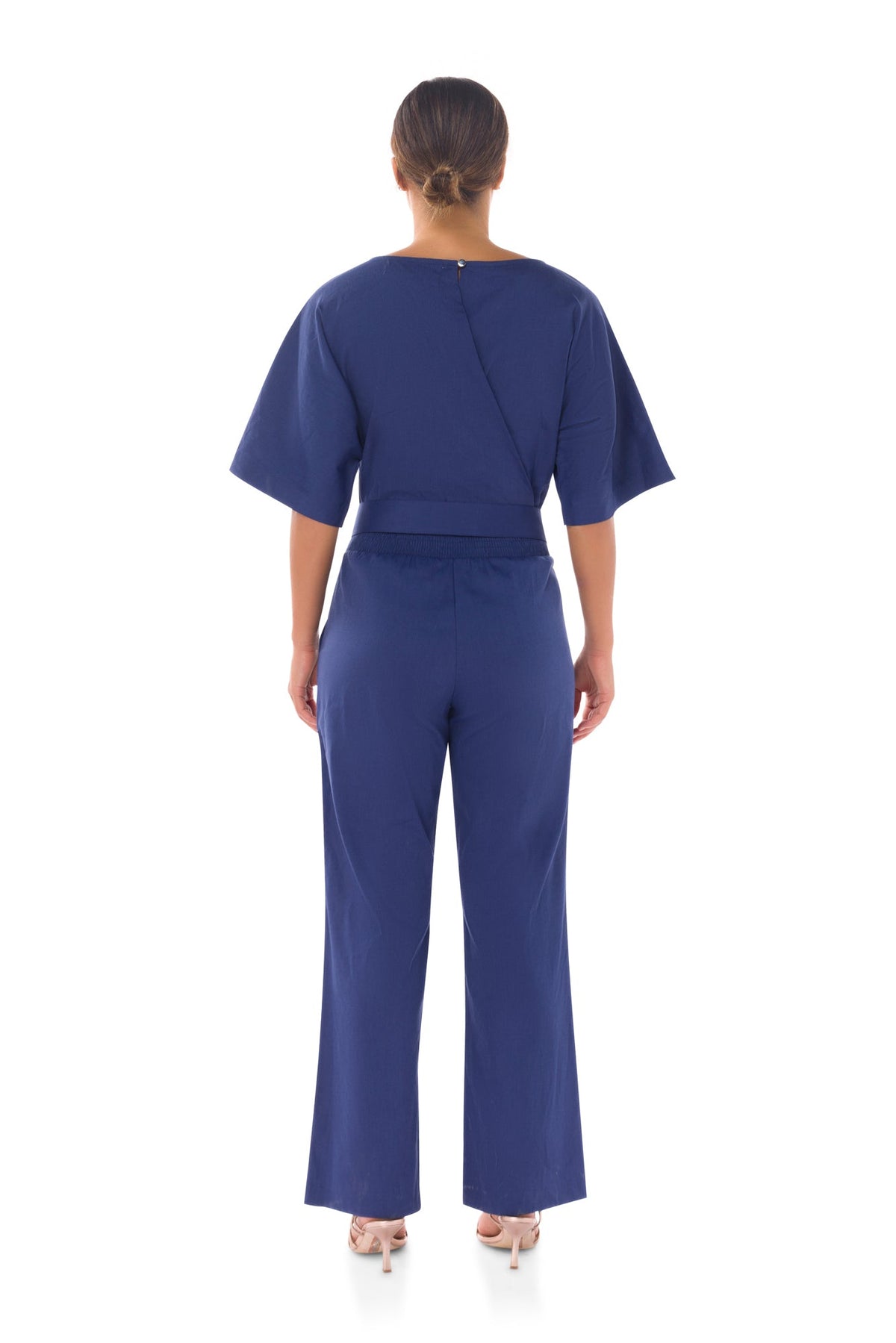 Dace Linen Kimono Jumpsuit - Blue