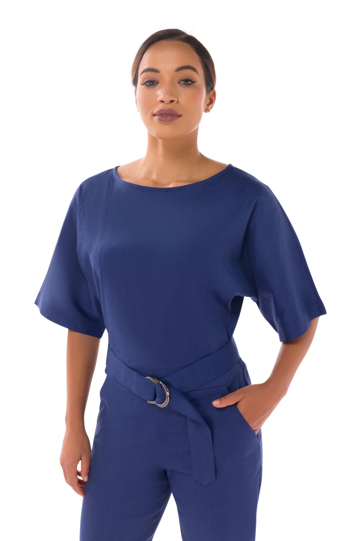 Dace Linen Kimono Jumpsuit - Blue