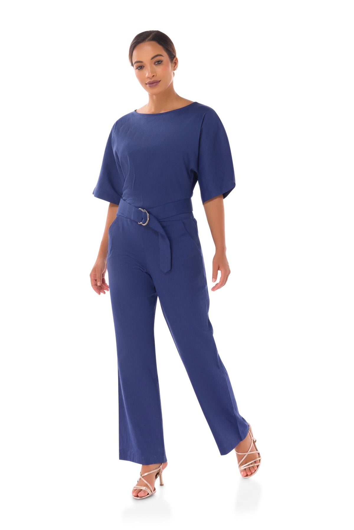 Dace Linen Kimono Jumpsuit - Blue