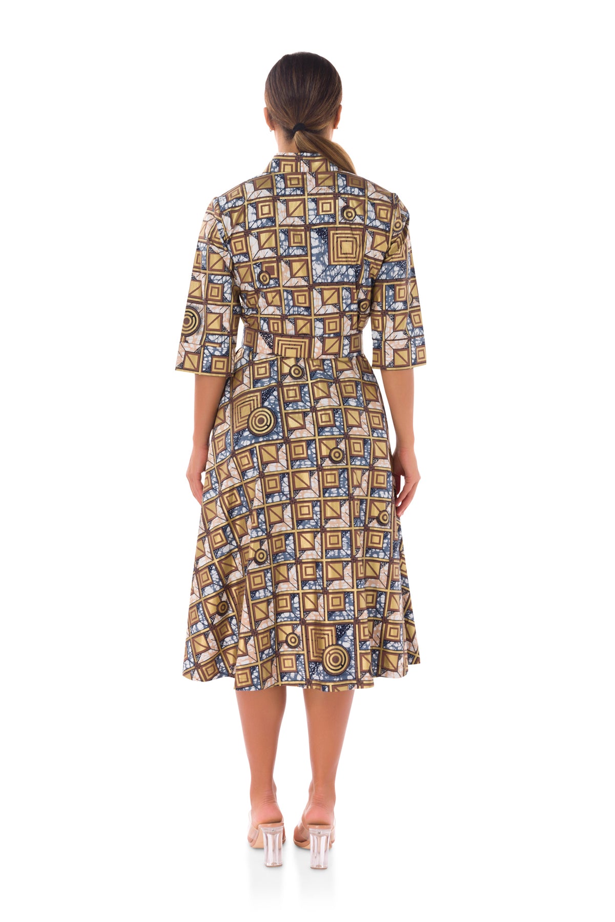 Winnie Wax Print Midi Shirt Dress