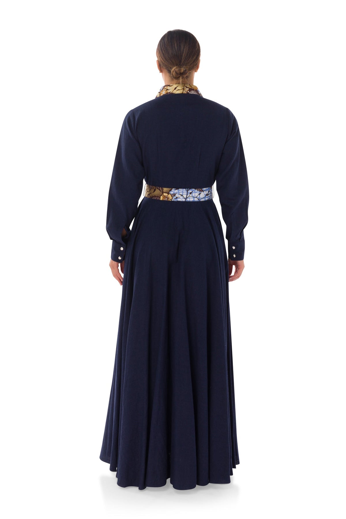 Winnie Linen Maxi Shirt Dress - Navy