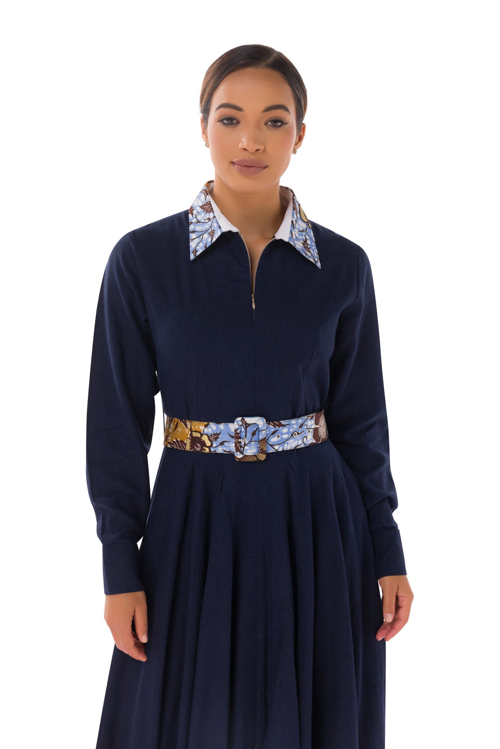 Winnie Linen Maxi Shirt Dress - Navy