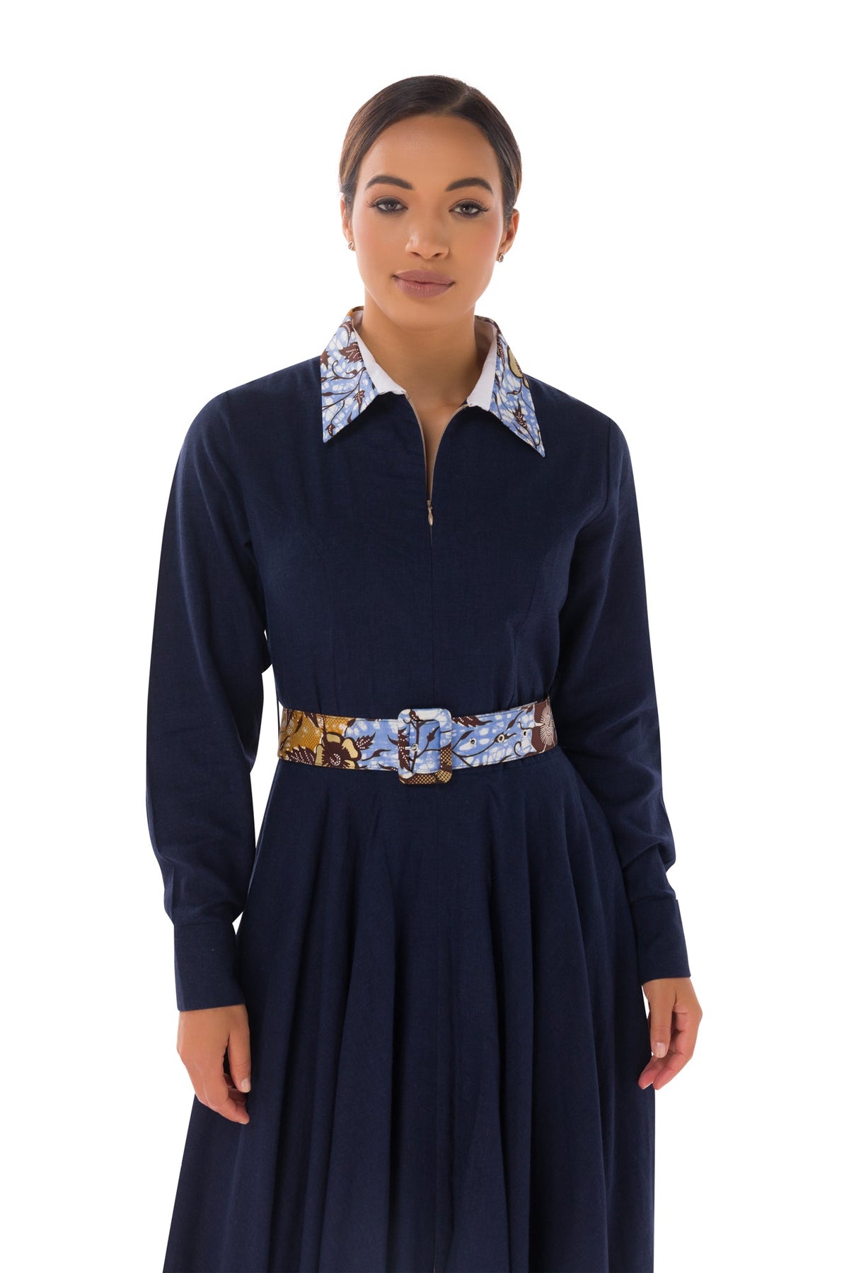 Winnie Linen Maxi Shirt Dress - Navy