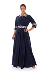 Winnie Linen Maxi Shirt Dress - Navy