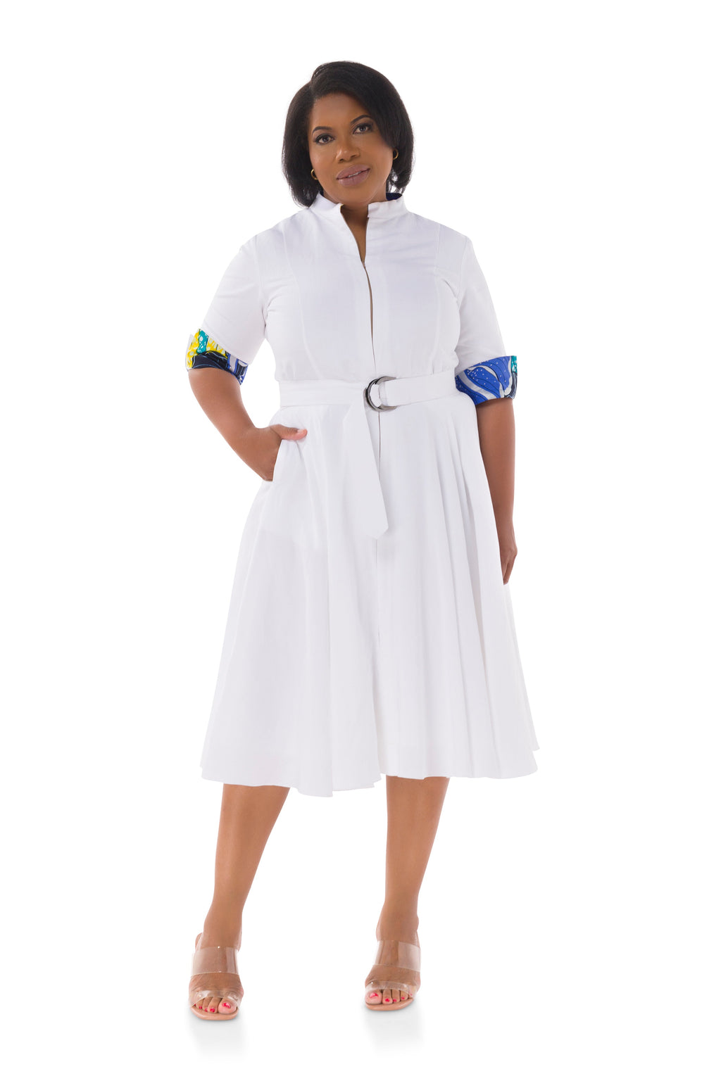 Winnie Linen Tunic Midi Shirt Dress - White