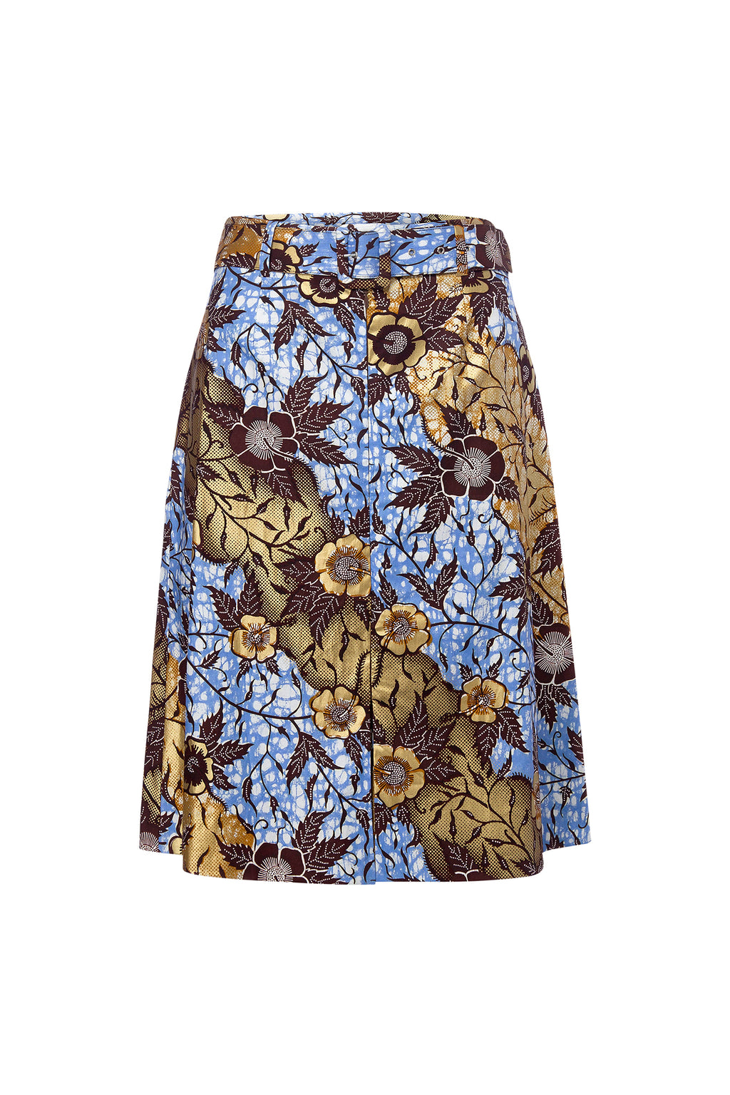 Kokui Print Skirt - Golden Blue