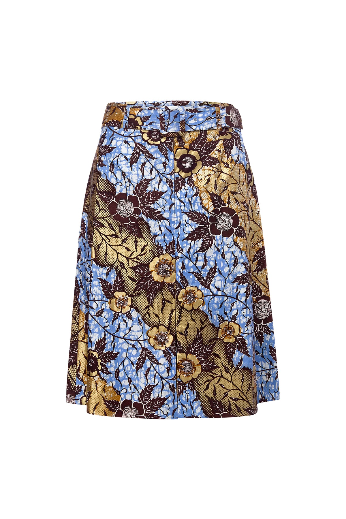 Kokui Print Skirt - Golden Blue